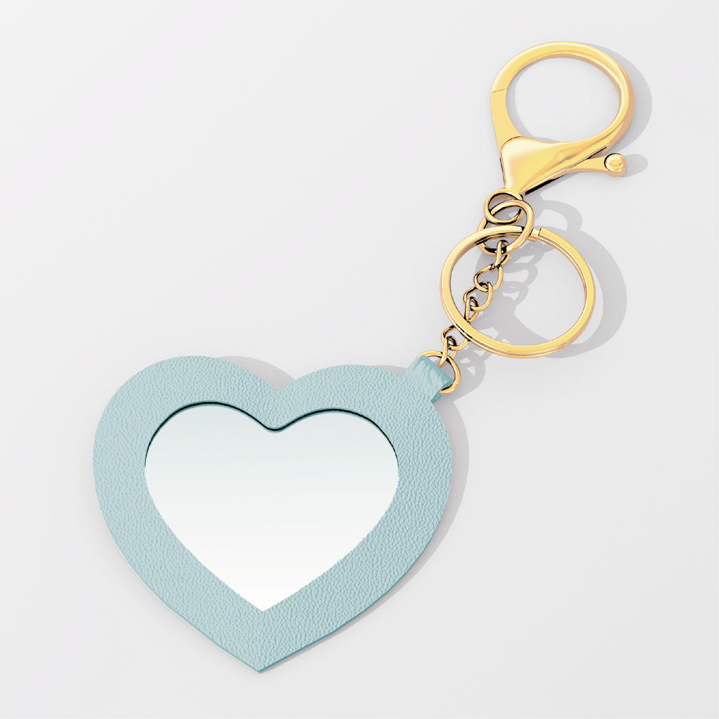 Heart PU Leather Mirror Keychain