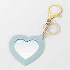 Heart PU Leather Mirror Keychain