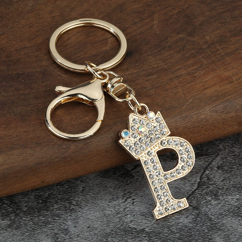 Rhinestone Letter Keychain Charm