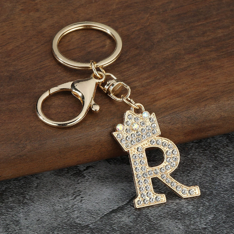 Rhinestone Letter Keychain Charm