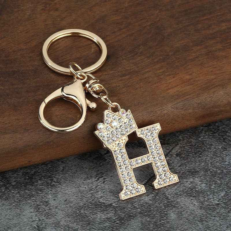 Rhinestone Letter Keychain Charm