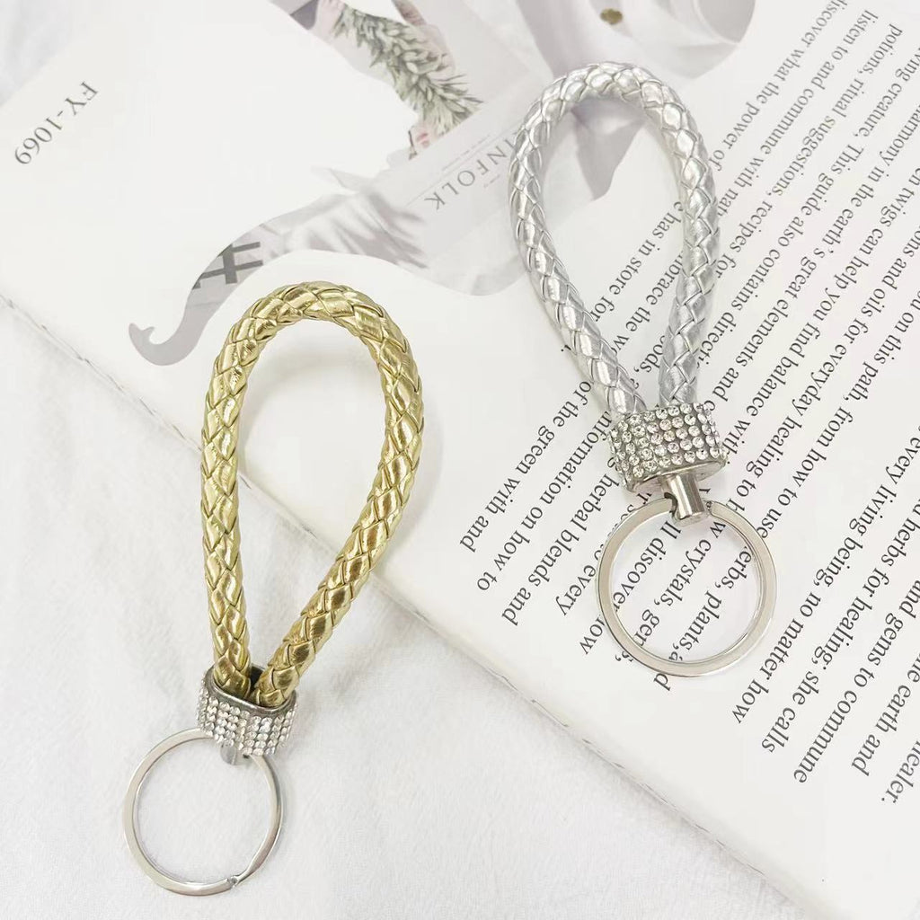 Crystal Metal Leather Keychain