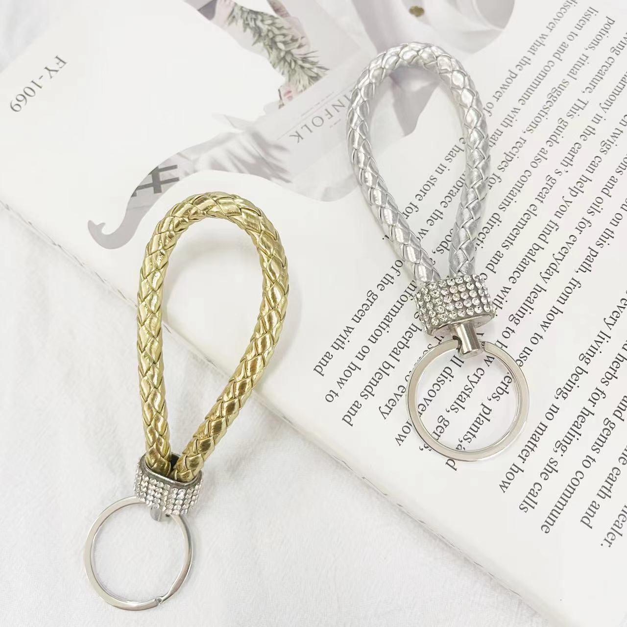 Crystal Metal Leather Keychain
