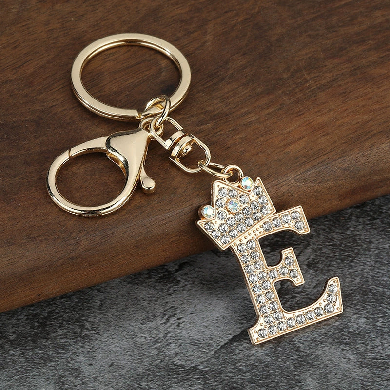 Rhinestone Letter Keychain Charm