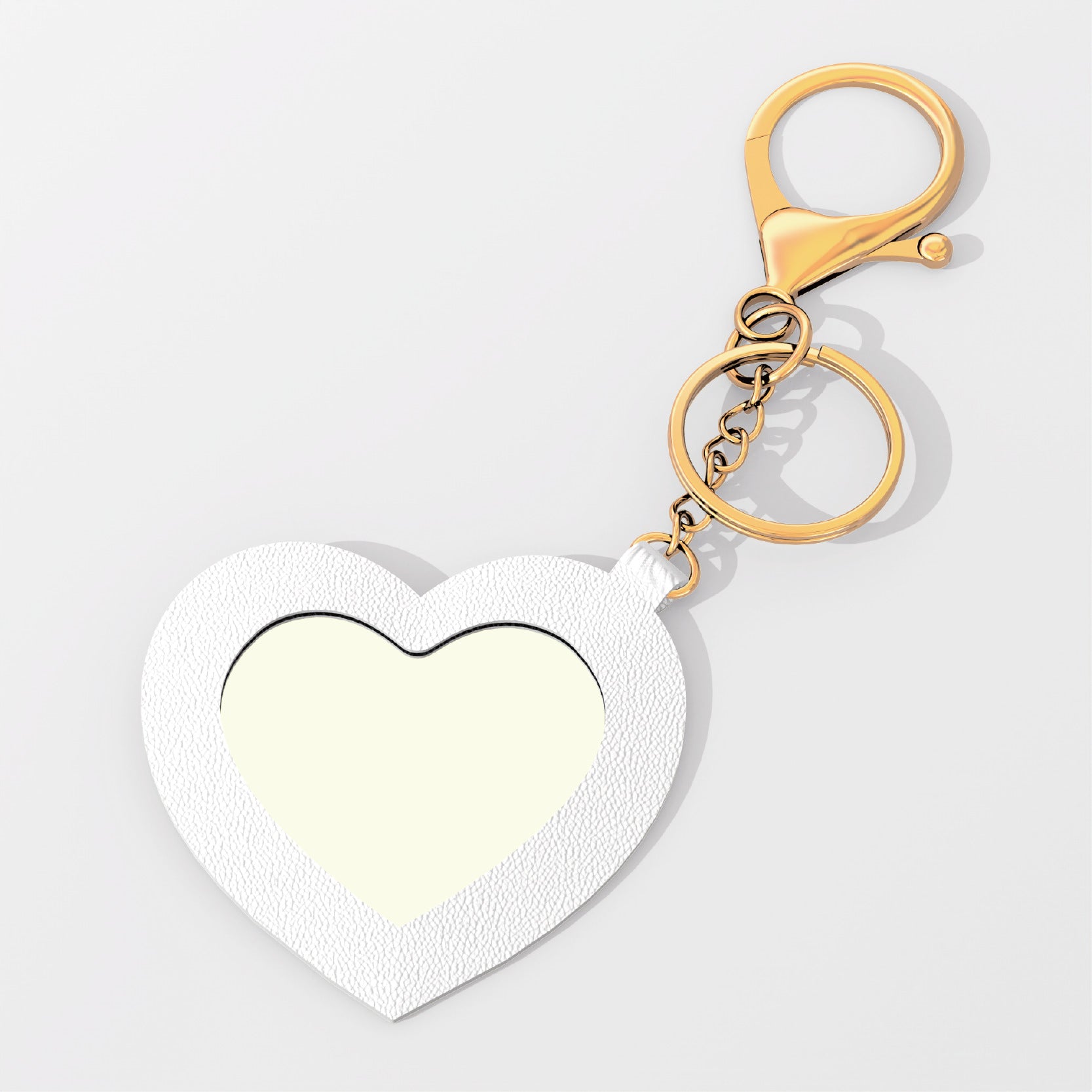Heart PU Leather Mirror Keychain