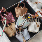 Microfiber Leather Mini Basket Keychain Pouch