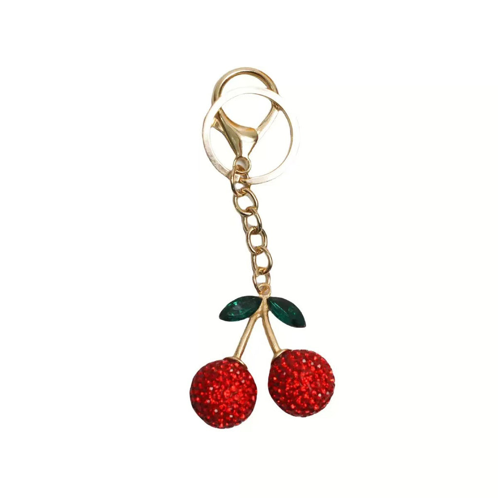 Rhinestone Cherry Keychain Charm