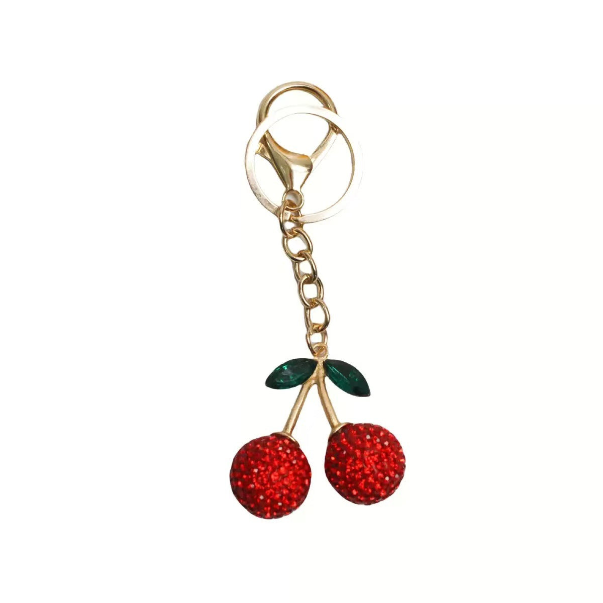 Rhinestone Cherry Keychain Charm