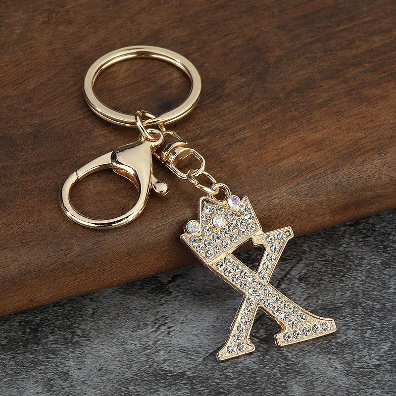 Rhinestone Letter Keychain Charm