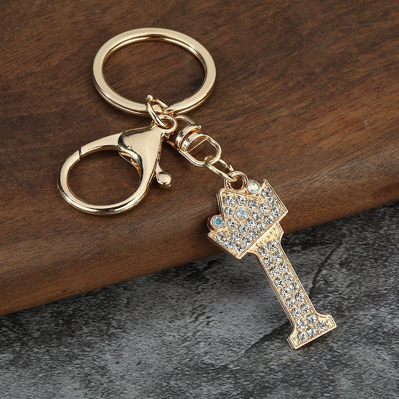 Rhinestone Letter Keychain Charm
