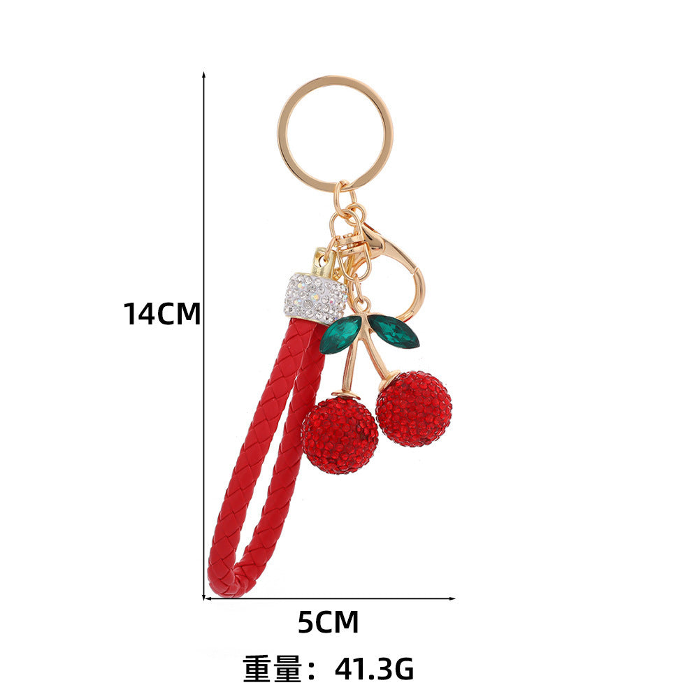 Rhinestone Cherry Keychain Charm