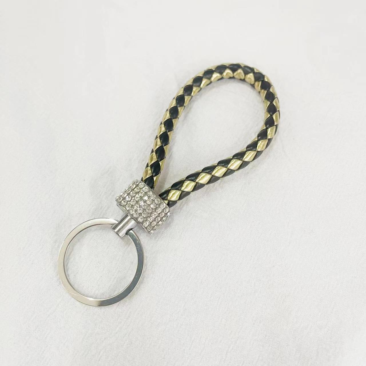 Crystal Metal Leather Keychain