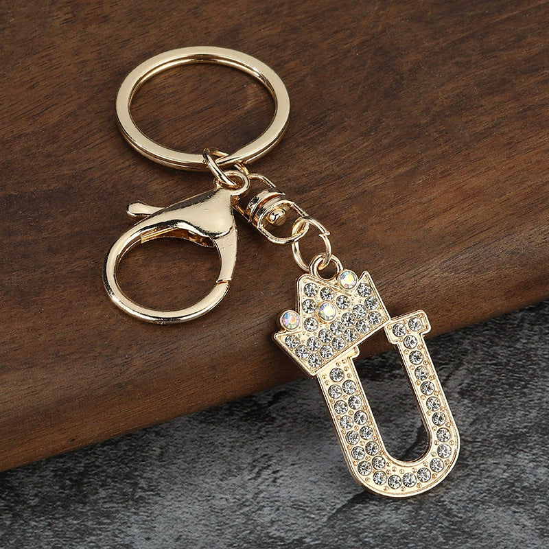 Rhinestone Letter Keychain Charm