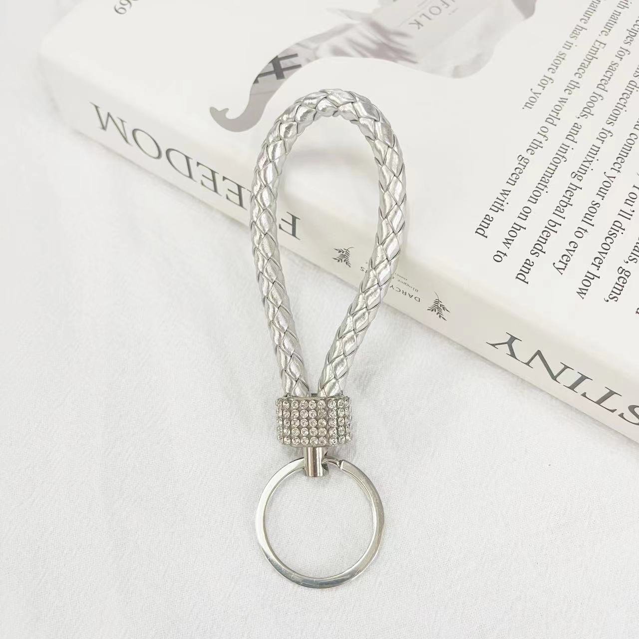 Crystal Metal Leather Keychain
