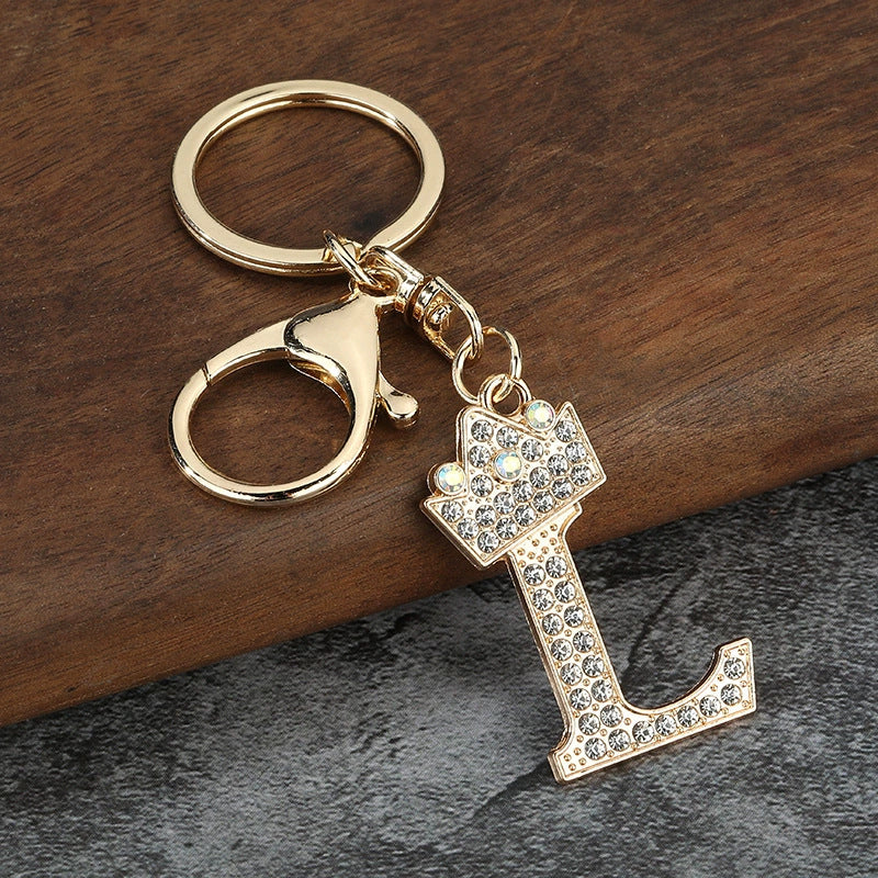 Rhinestone Letter Keychain Charm