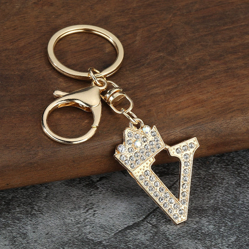 Rhinestone Letter Keychain Charm