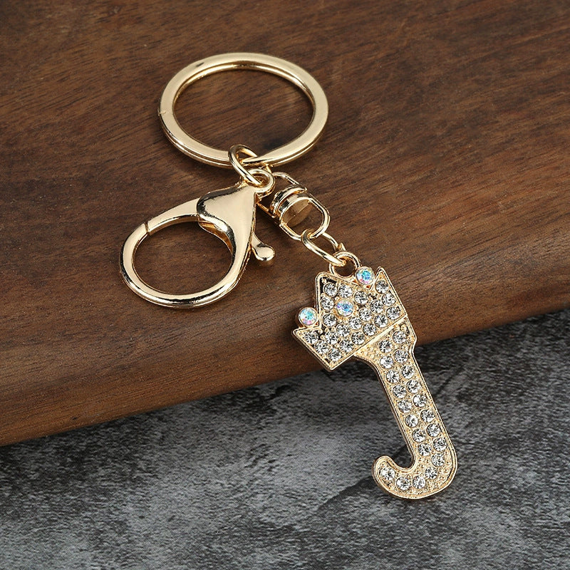 Rhinestone Letter Keychain Charm