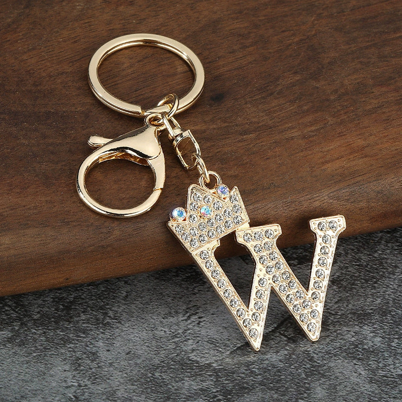 Rhinestone Letter Keychain Charm