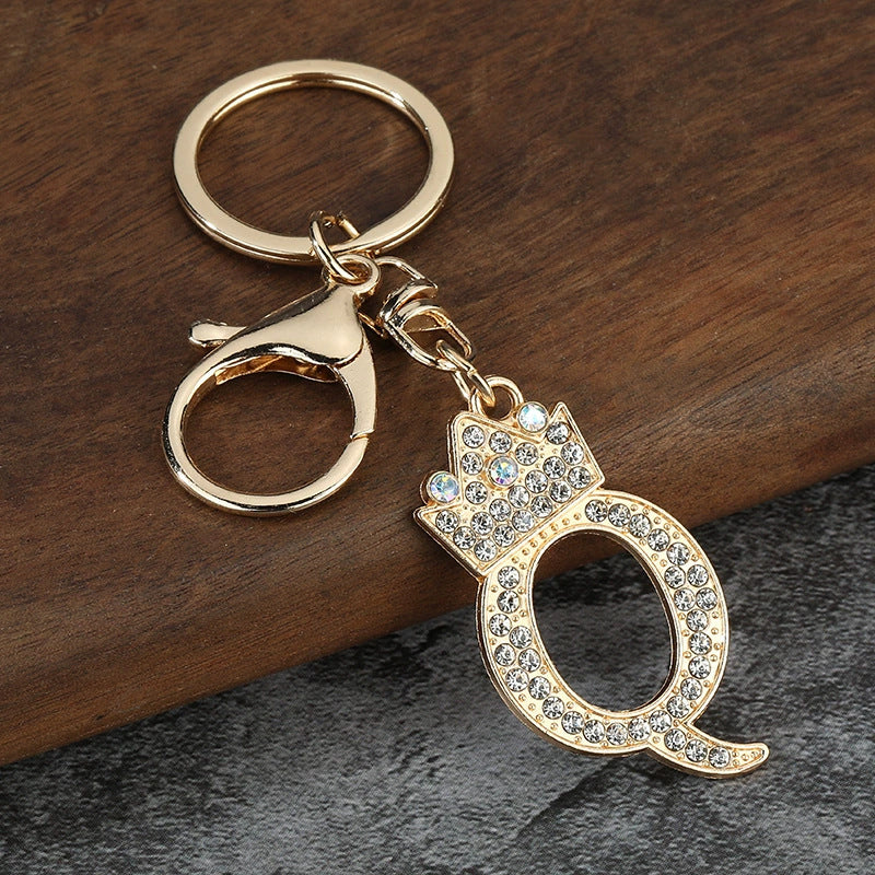 Rhinestone Letter Keychain Charm