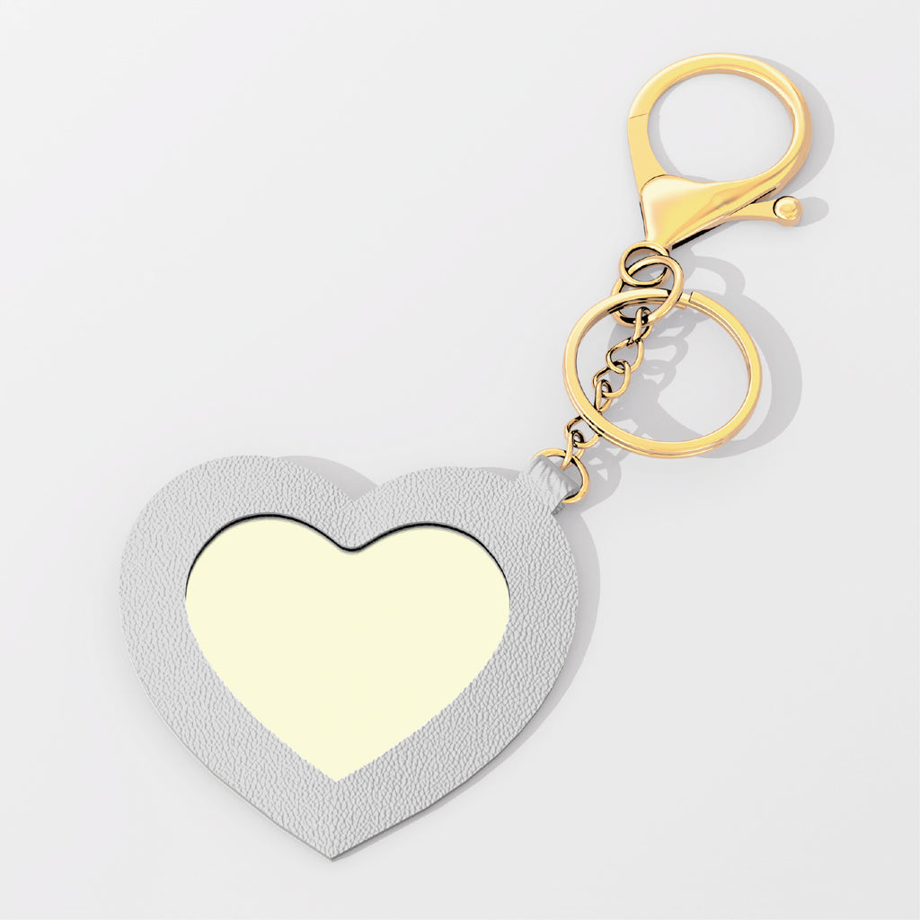 Heart PU Leather Mirror Keychain