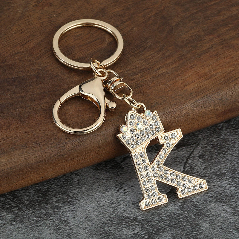 Rhinestone Letter Keychain Charm