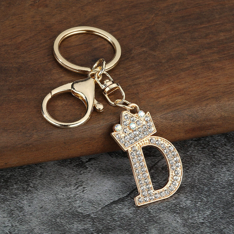 Rhinestone Letter Keychain Charm