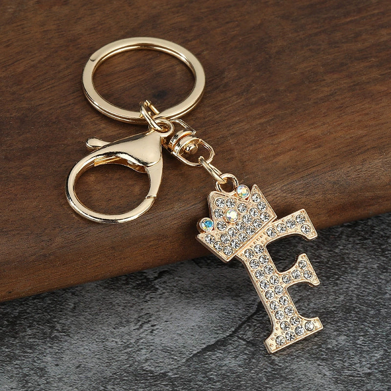 Rhinestone Letter Keychain Charm
