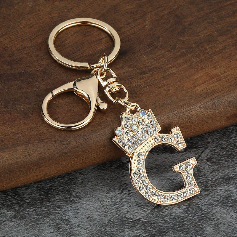 Rhinestone Letter Keychain Charm