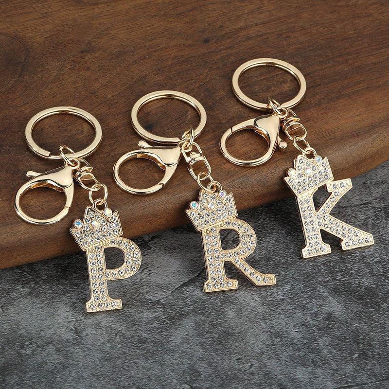 Rhinestone Letter Keychain Charm