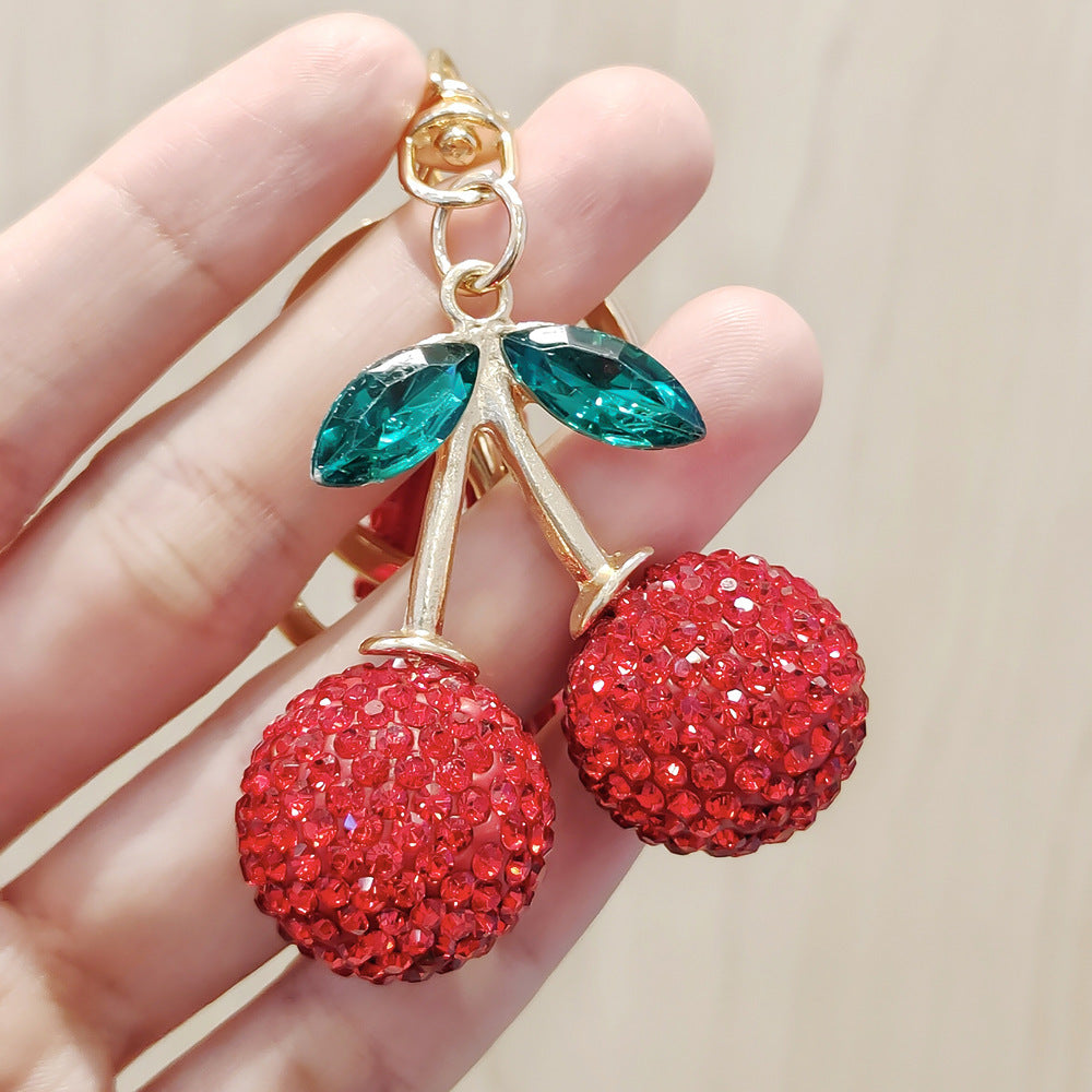 Rhinestone Cherry Keychain Charm