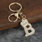 Rhinestone Letter Keychain Charm
