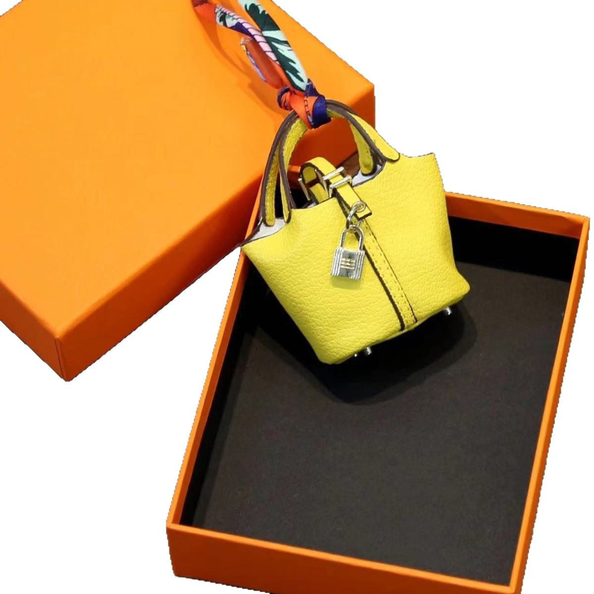 Microfiber Leather Mini Basket Keychain Pouch