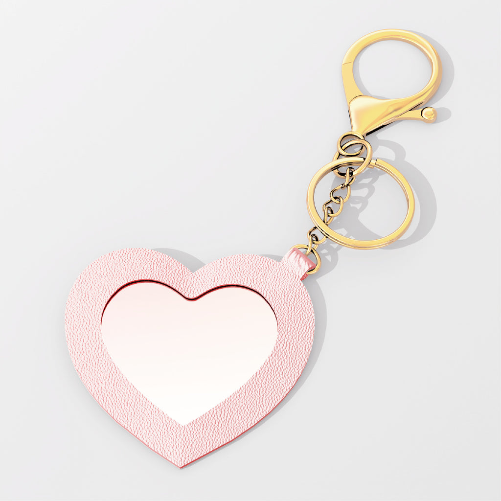 Heart PU Leather Mirror Keychain