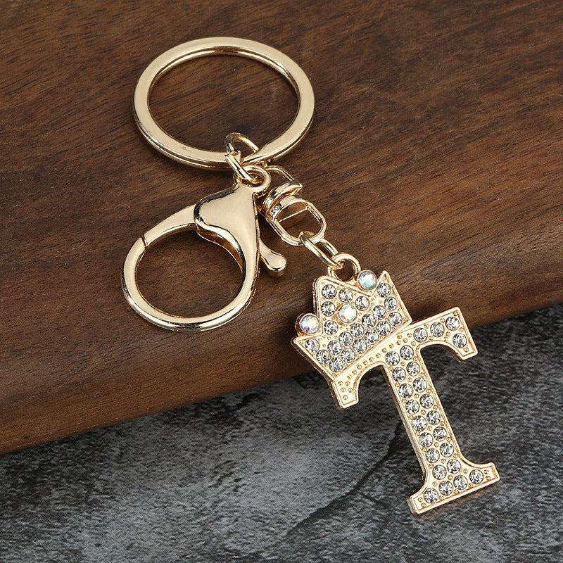 Rhinestone Letter Keychain Charm
