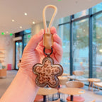 Leopard PU  Flower Keychain